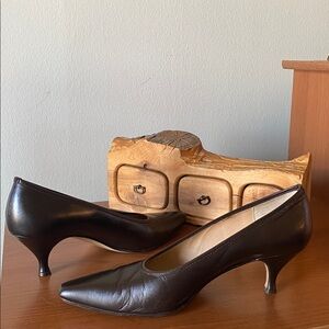 J. Crew Brown Leather Kitten Heel Pump